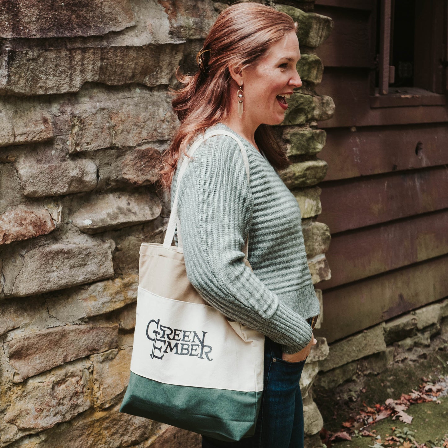 Green Ember Canvas Tote Bag