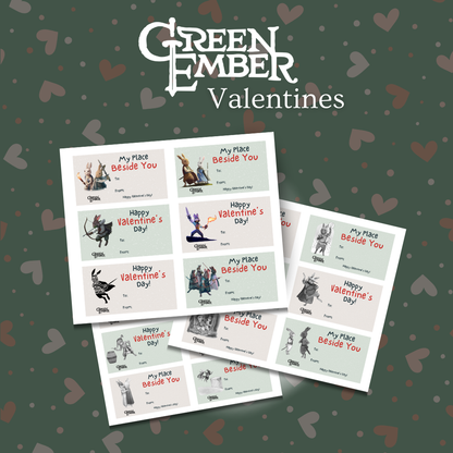 Green Ember Valentines - Printable Download
