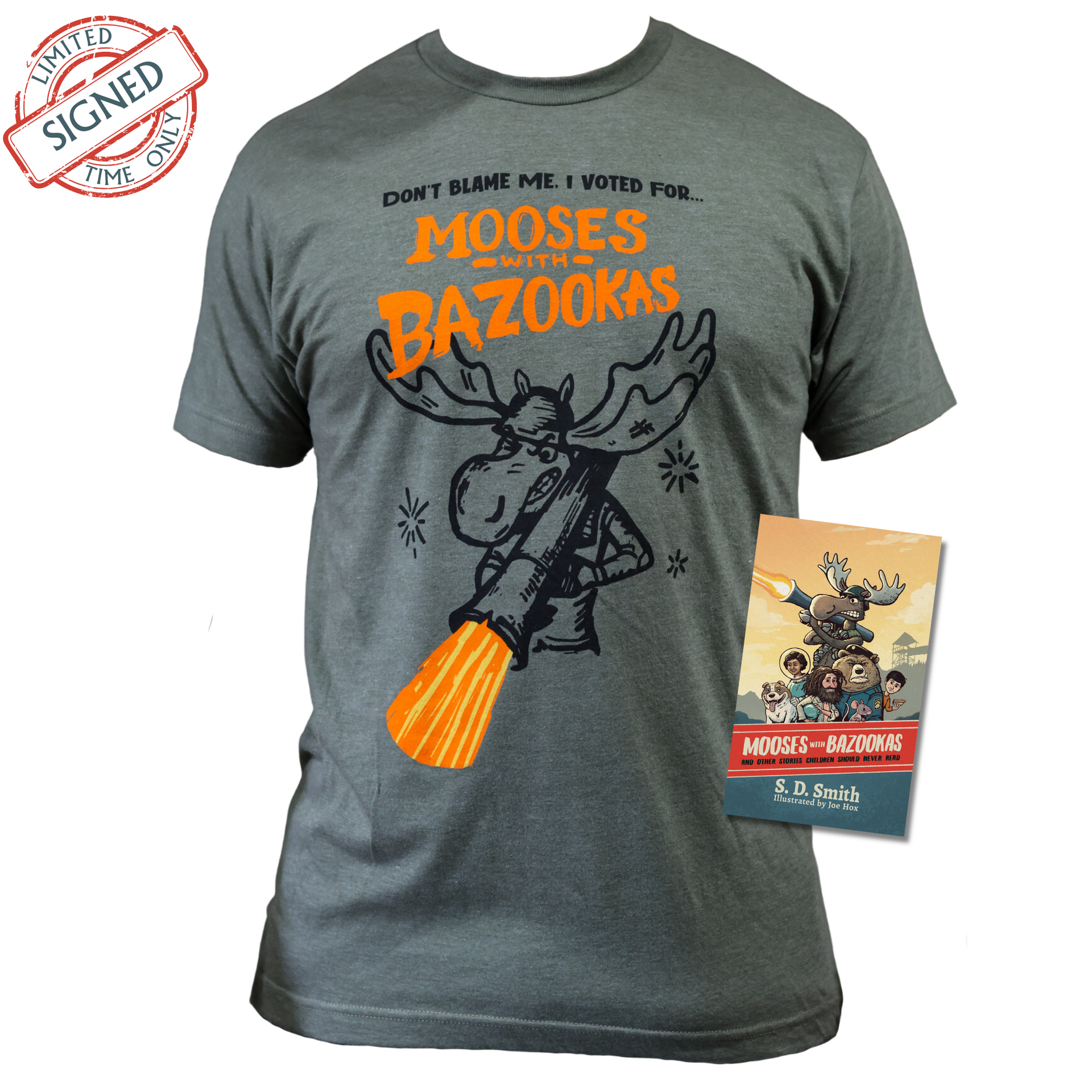 【★Mooska★】です。 Mooses with Bazookas T-shirt + SIGNED Book – Story Warren Store
